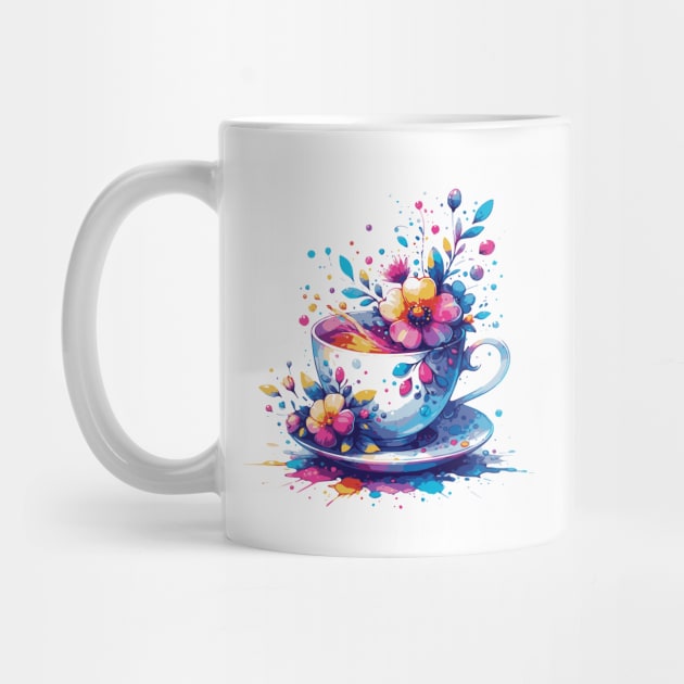 Whimsical Teacup With Flowers by get2create